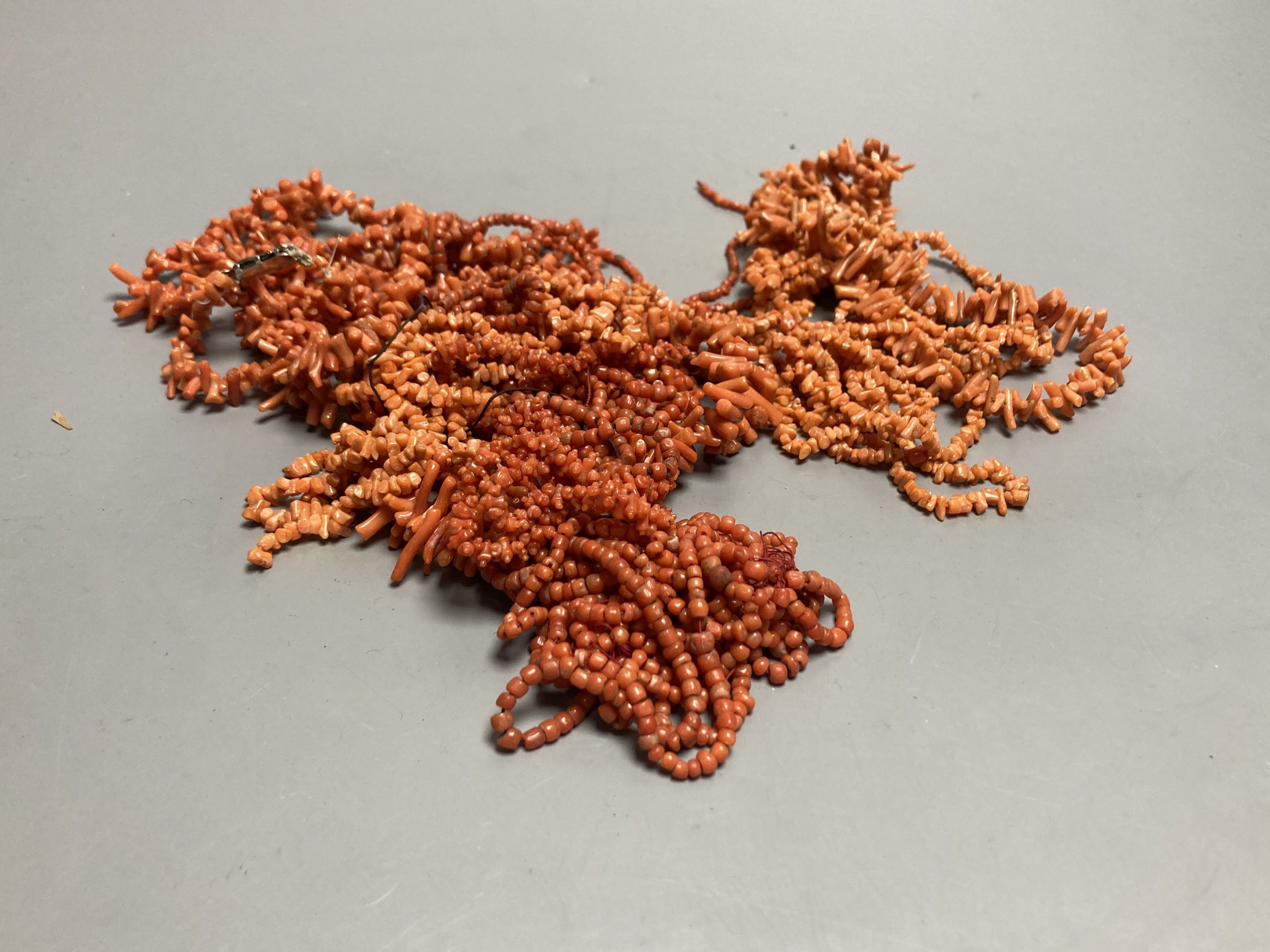 Assorted coral necklaces etc.